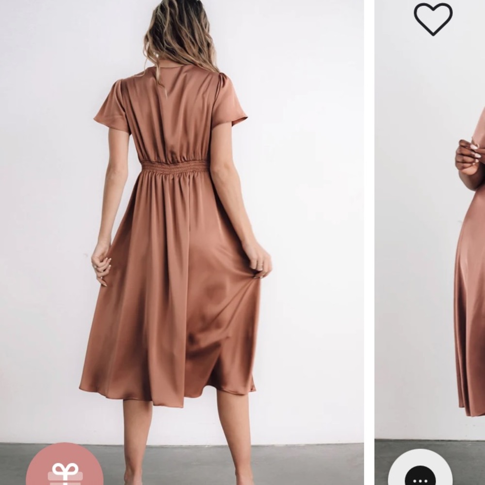 Poppy Satin Midi Dress in rose brown color . Size XL (12-14)